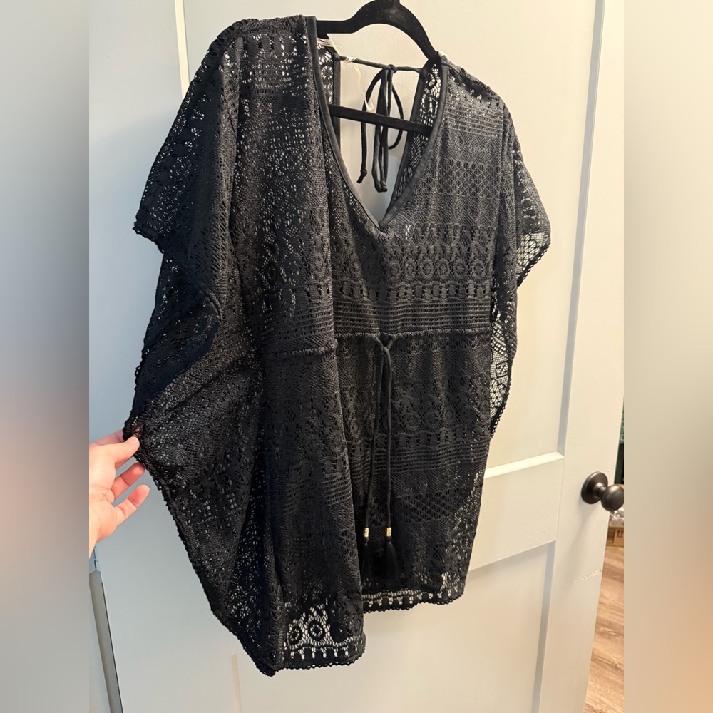 Time and Tru Black Lace Swim Coverup